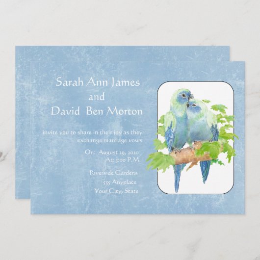 Papegaai Tropische Natuur bruiloft Uitnodigen Kaart (Voorkant / Achterkant)