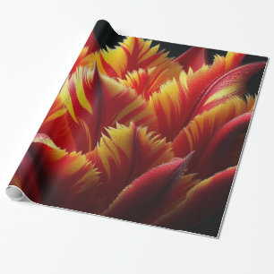 Papegaai Tulp Bloemen Rood en Geel Cadeaupapier