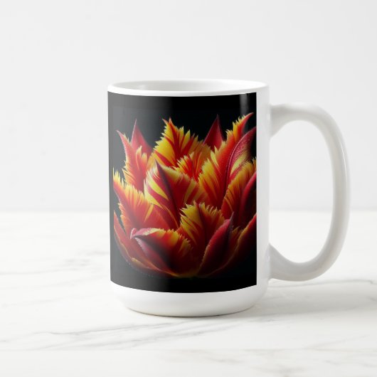 Papegaai Tulp Bloemen Rood en Geel Koffiemok (Rechts)