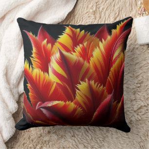 Papegaai Tulp Bloemen Rood en Geel Kussen