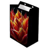 Papegaai Tulp Bloemen Rood en Geel Medium Cadeauzakje (Achterkant Gekanteld)