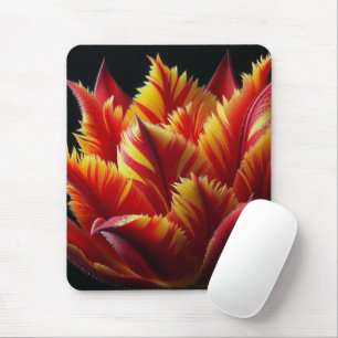 Papegaai Tulp Bloemen Rood en Geel Muismat