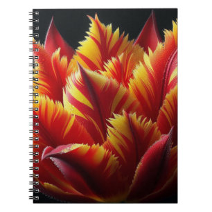 Papegaai Tulp Bloemen Rood en Geel Notitieboek