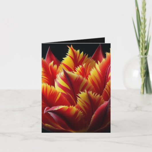 Papegaai Tulp Bloemen Rood en Geel Notitiekaartje (Voorkant)