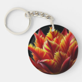 Papegaai Tulp Bloemen Rood en Geel Sleutelhanger