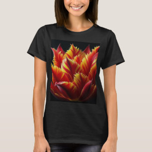 Papegaai Tulp Bloemen Rood en Geel T-shirt