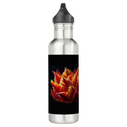 Papegaai Tulp Bloemen Rood en Geel Waterfles (Rechts)