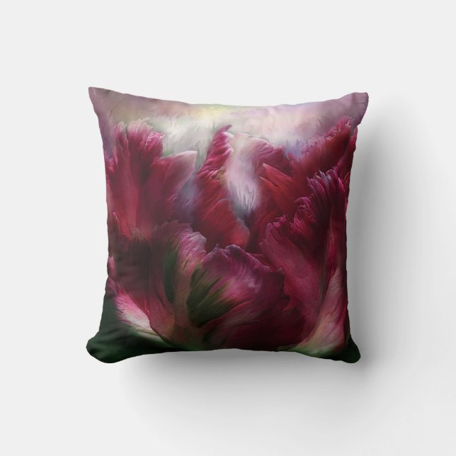 Papegaai Tulp - Bourgondië - Ontwerpers Kunst Kuss Kussen (Voorkant)