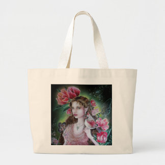 Papegaai tulp fee grote canvas tas