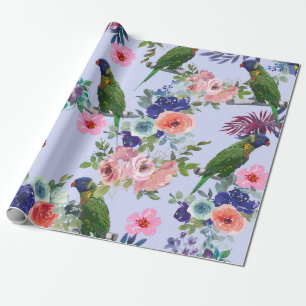 Papegaai tussen de bloemen cadeaupapier