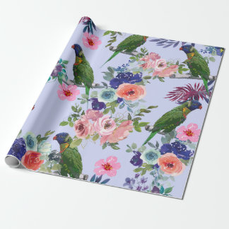 Papegaai tussen de bloemen cadeaupapier