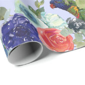 Papegaai tussen de bloemen cadeaupapier (Rol Hoek)