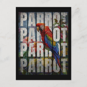 Papegaai typografie vintage natuur bos briefkaart