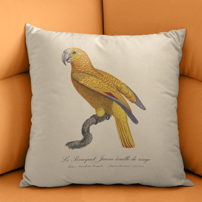 Papegaai van het Paradijs van Cuba, Psittacus Para Kussen (Le Perroquet Jaune ecaille de rouge. Throw Pillow)