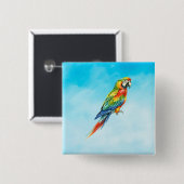 Papegaai Vierkante Button 5,1 Cm (Voorkant /achterkant)