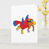 Papegaai vliegt als piloot kaart (Gele Bloem)