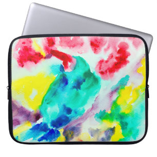 papegaai, vogel Abstracte Waterverf gr Laptop Sleeve