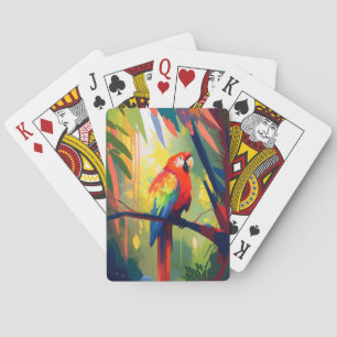 Papegaai Vogel Dier Portret Schilderen Wildlife Gr Pokerkaarten