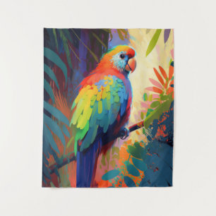 Papegaai Vogel Dier Portret Schilderen Wildlife Gr Wandkleed