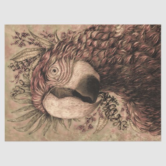 Papegaai vogel efemera bloemenweefsel papier (Voorkant)