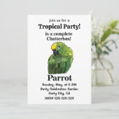 Papegaai Vogel Kletskous Grappig Tropisch Feest Kaart (Staand voorkant)