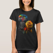 Papegaai Vogel Kleurrijke Dierlijke Bloemen T-shirt (Voorkant)