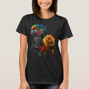 Papegaai Vogel Kleurrijke Dierlijke Bloemen T-shirt