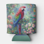 Papegaai Vogel Oerwoud Bloemen Impressionisme Schi Blikjeskoeler (Achterkant)