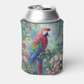 Papegaai Vogel Oerwoud Bloemen Impressionisme Schi Blikjeskoeler (Blikje Achterkant)