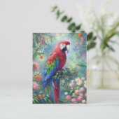 Papegaai Vogel Oerwoud Bloemen Impressionisme Schi Briefkaart (Staand voorkant)