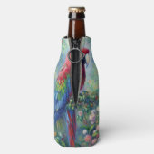 Papegaai Vogel Oerwoud Bloemen Impressionisme Schi Flesjeskoeler (Fles Achterkant)