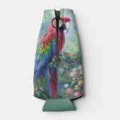 Papegaai Vogel Oerwoud Bloemen Impressionisme Schi Flesjeskoeler (Achterkant)