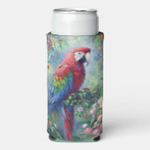 Papegaai Vogel Oerwoud Bloemen Impressionisme Schi Seltzer Blikjeskoeler (Seltzer Voorkant)