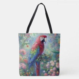 Papegaai Vogel Oerwoud Bloemen Impressionisme Schi Tote Bag