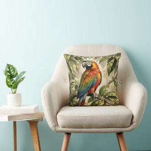 Papegaai vogel op boom tekening kussen