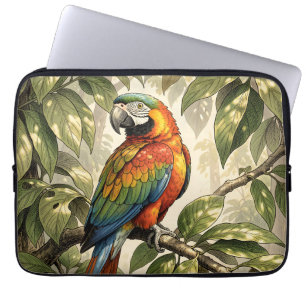 Papegaai vogel op boom tekening laptop sleeve