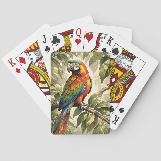 Papegaai vogel op boom tekening pokerkaarten (Achterkant)