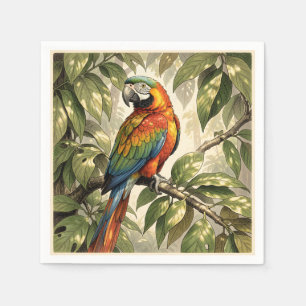 Papegaai vogel op boom tekening servet
