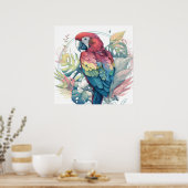 Papegaai Vogel Portret Dier Schilderen Wildlife Gr Poster (Keuken)