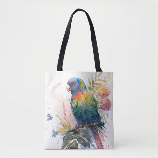Papegaai Vogel Portret Dier Schilderen Wildlife Gr Tote Bag (Voorkant)