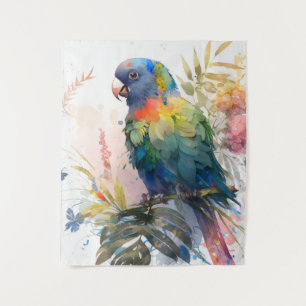 Papegaai Vogel Portret Dier Schilderen Wildlife Gr Wandkleed