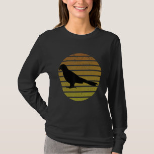 Papegaai Vogel Vintage Vervuild Retro Stijl Silhou T-shirt
