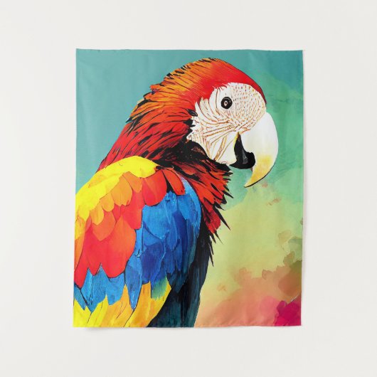 Papegaai Vogel Wild Natuur Dier Kleur Kunst Schild Wandkleed (Voorkant)