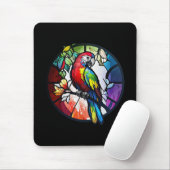 Papegaai Vogelportret Glas in lood Wildlife Muismat (Met muis)