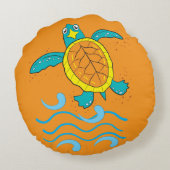 Papegaai & Zeeschildpad Ronde Kussen (Achterkant)