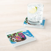 Papegaai zomer glazen onderzetter (Schuin)