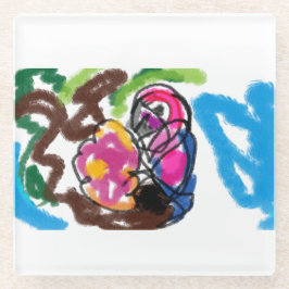 Papegaai zomer glazen onderzetter