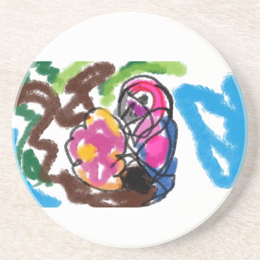 Papegaai zomer zandsteen onderzetter (Voorkant)