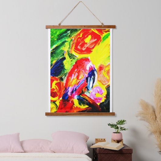 Papegaai zomergeluk hangend wandkleed (Slaapkamer)