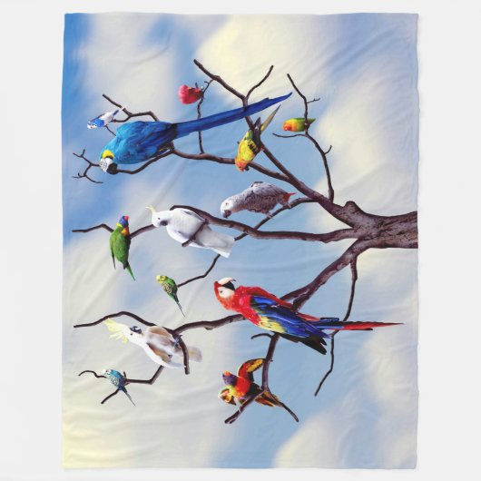 PAPEGAAIBOOM FLEECE DEKEN (Voorkant)